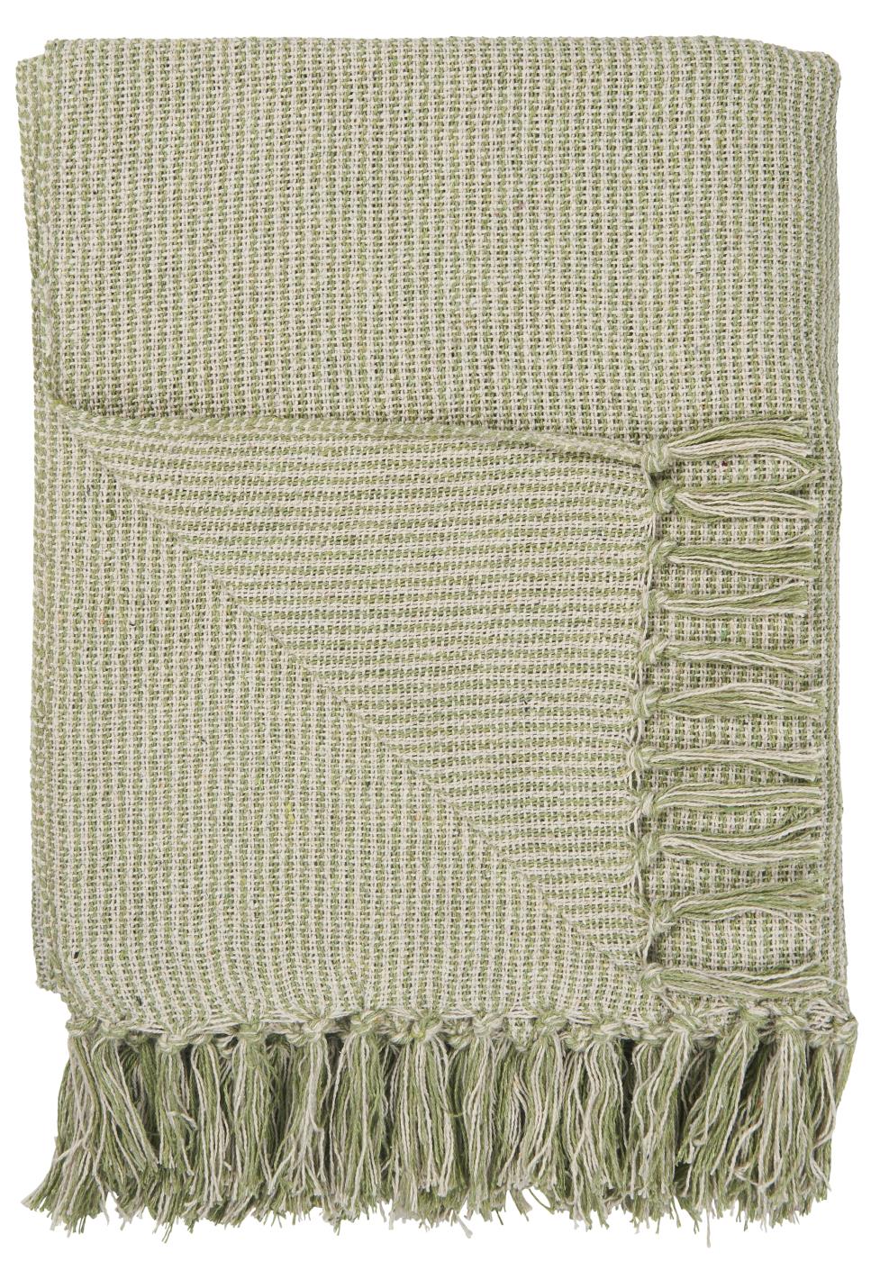 Throw Cream/Light Green small stripes