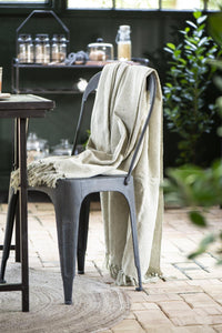 Throw Cream/Light Green small stripes